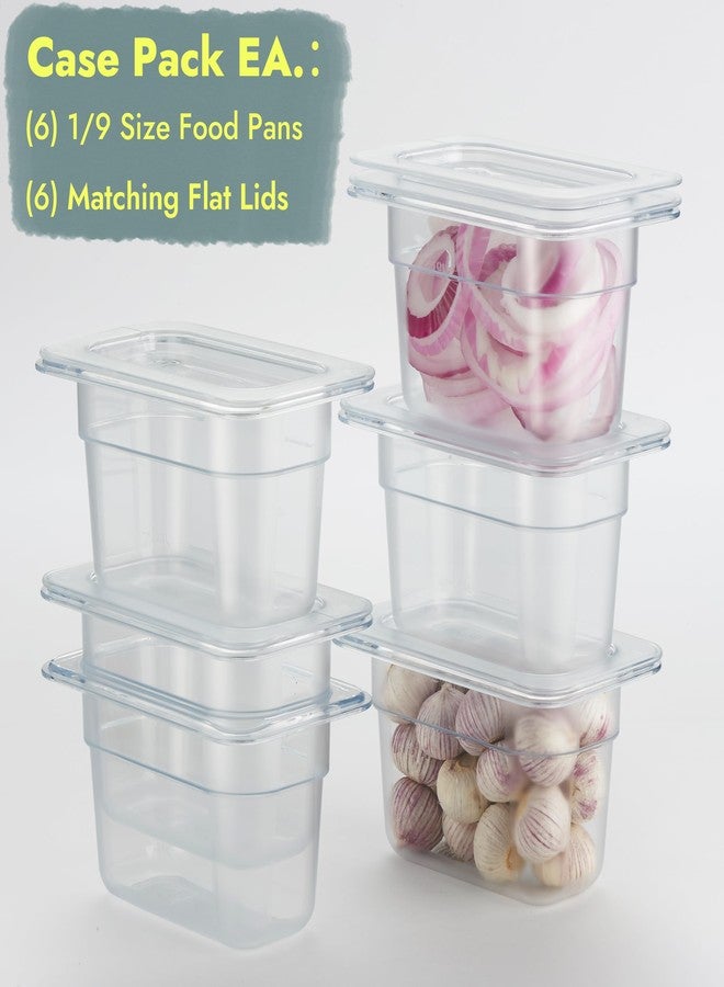CURTA 6-Pack 1/9 Size 4" Deep NSF Polycarbonate Food Pans with Handled Lids | Dishwasher & Freezer Safe Clear Container for Prep Tables, Buffet, Salad Bar, Commercial Kitchen - Image 3
